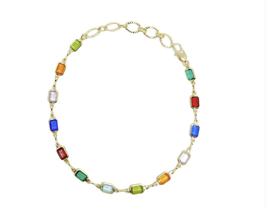 18k Gold Filled Multicolor Stone Anklet - Reed House of Jewels