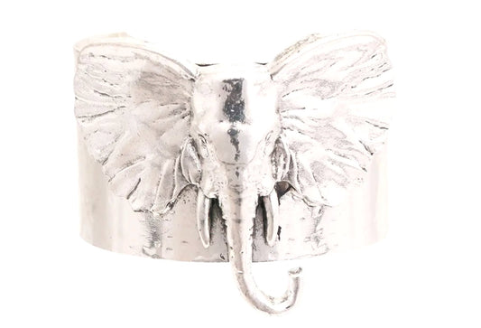 Burnished Silver Elephant Head Cuff - Reed House of Jewels