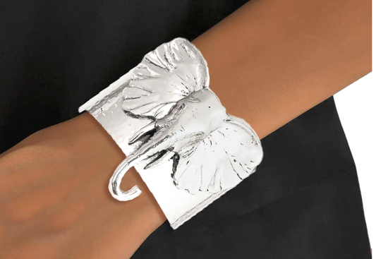 Burnished Silver Elephant Head Cuff - Reed House of Jewels