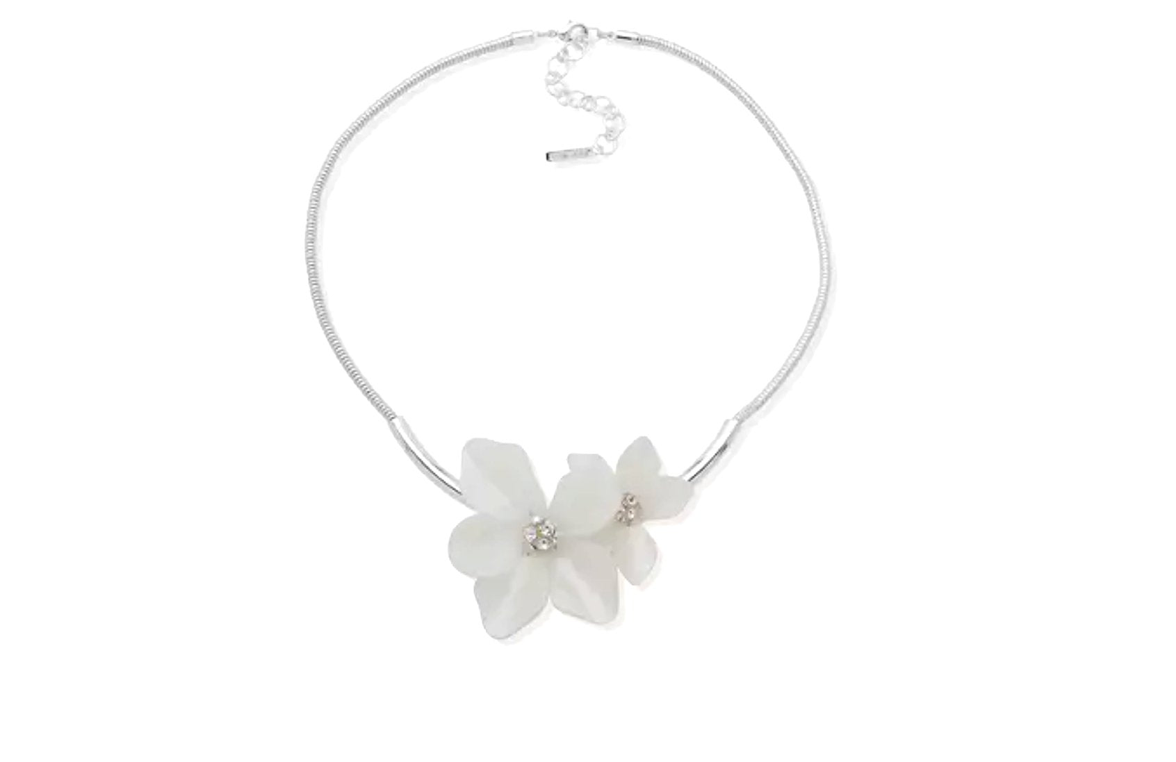 Silver Tone White Floral Necklace - Reed House of Jewels