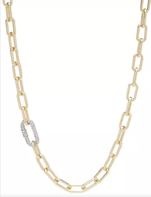 Gold Tone Pavé Crystal Chunky Link Necklace - Reed House of Jewels