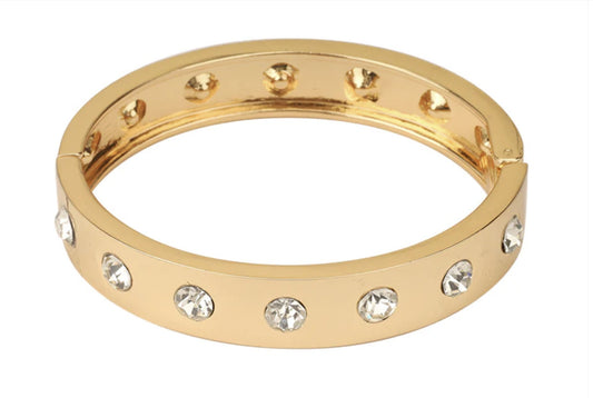 Gold and Rhinestone Hinge Bangle - Reed House of Jewels