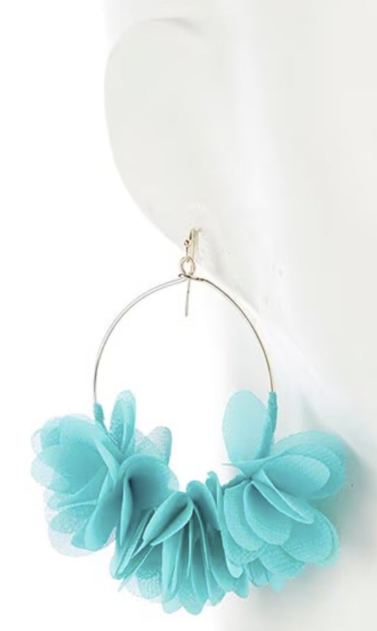 Teal Pom Floral Drop Earrings - Reed House of Jewels