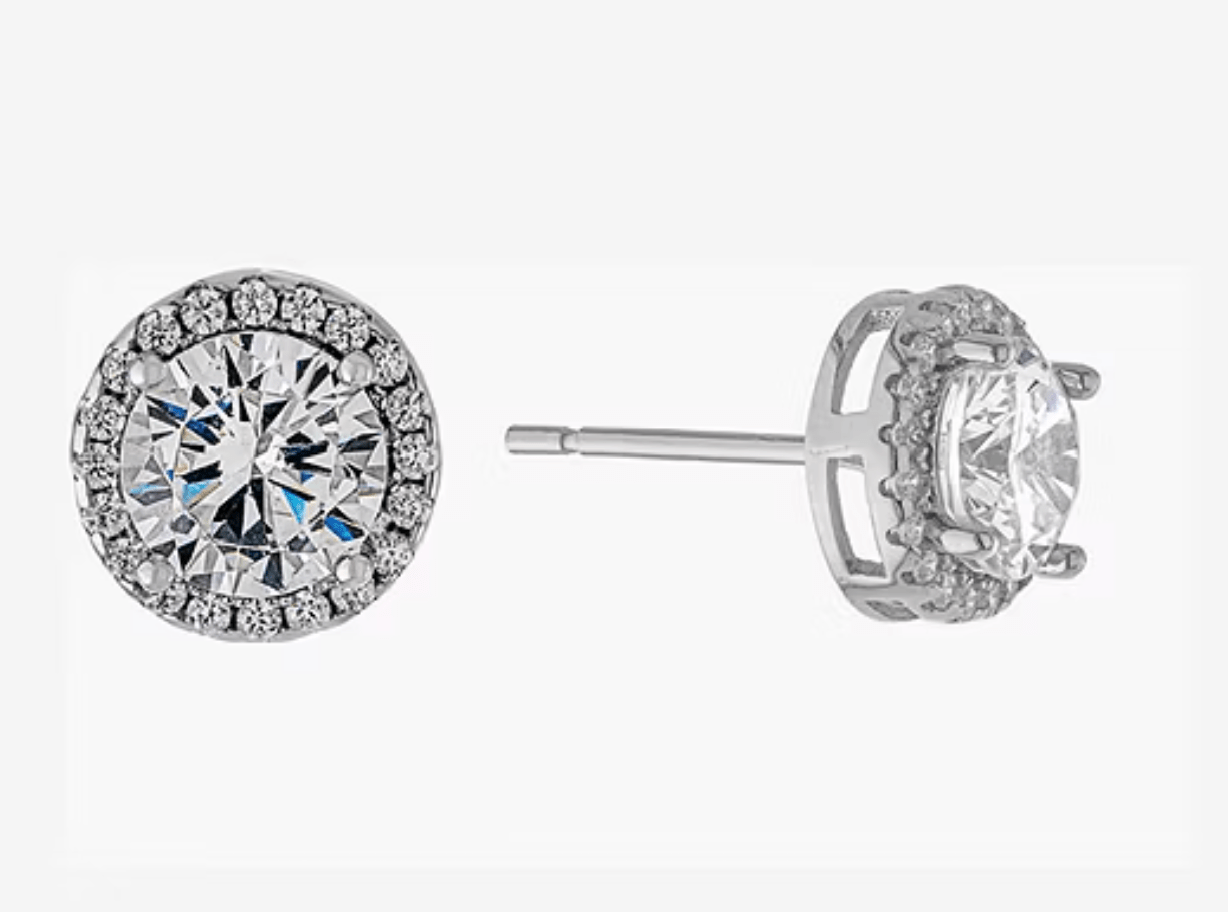 Cubic Zirconia Sterling Silver 8.3mm Stud Earrings - Reed House of Jewels