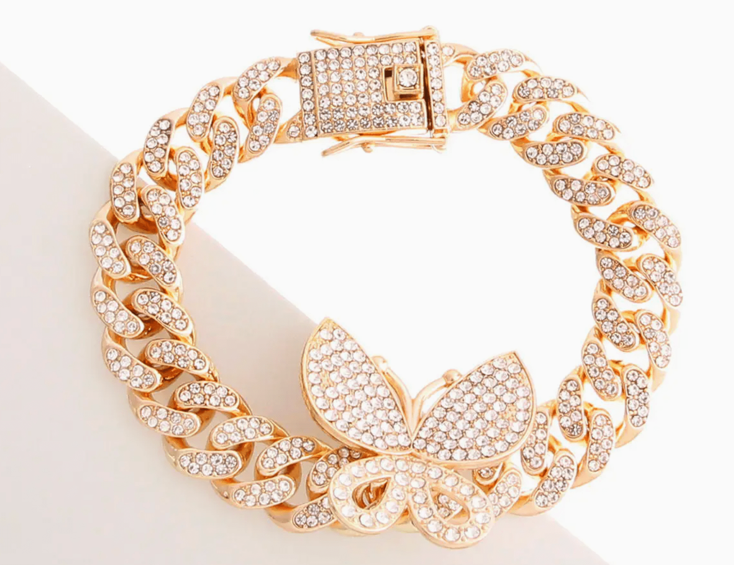 Iced Gold Butterfly Cuban Bracelet - Reed House of Jewels