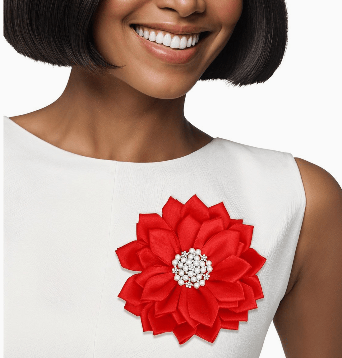 Red Flower Pearl Lapel Brooch - Reed House of Jewels