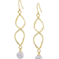 Gold Tone Twisted with Crystal Ball Dangle Earrings - Reed House of Jewels
