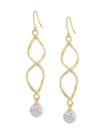 Gold Tone Twisted with Crystal Ball Dangle Earrings - Reed House of Jewels