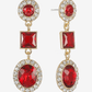 Red Halo and Crystal Oval 3 Tier Drop Earrings - Reed House of Jewels
