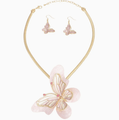 Necklace Light Pink Butterfly Pendant Set - Reed House of Jewels