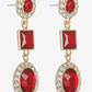 Red Halo and Crystal Oval 3 Tier Drop Earrings - Reed House of Jewels