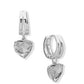 Silver Tone Crystal Heart Huggie Earrings - Reed House of Jewels