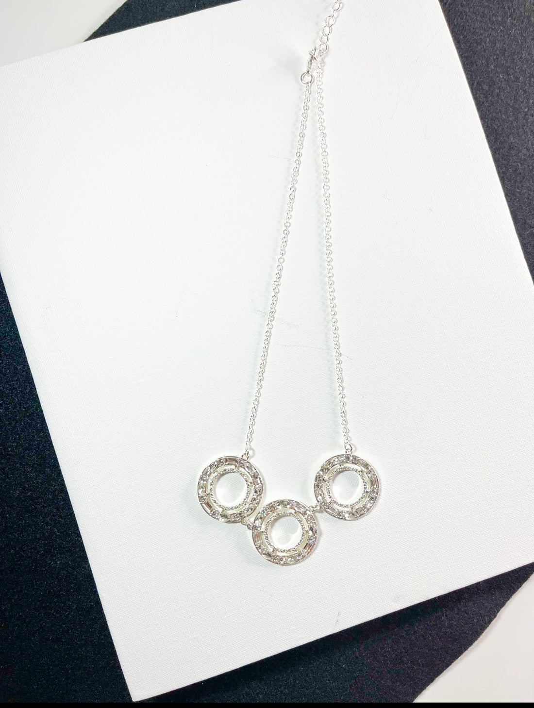 Silver Tone 16" Crystal Pavé Frontal Necklace - Reed House of Jewels