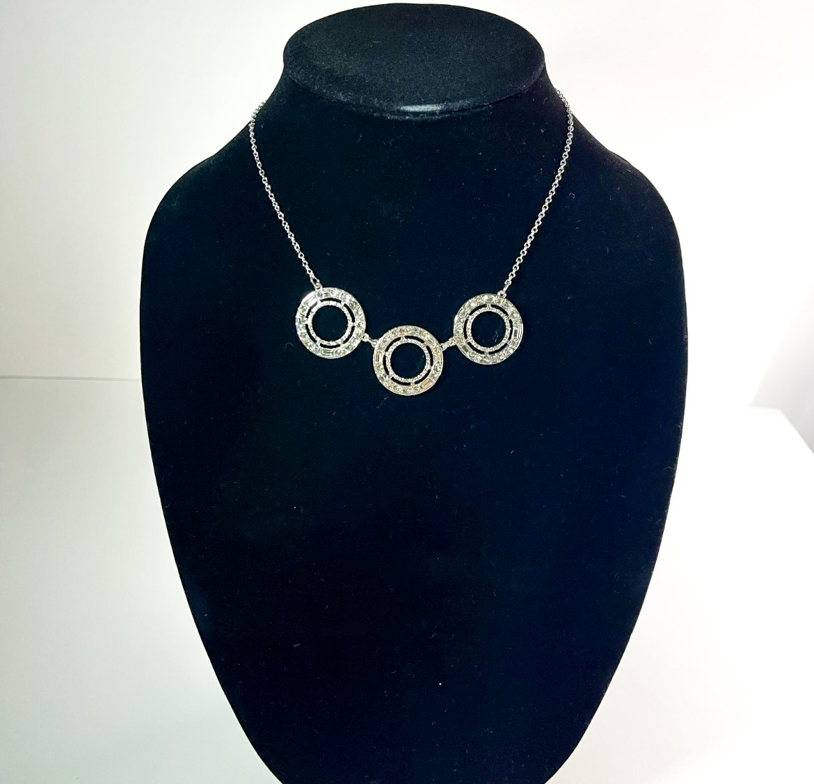 Silver Tone 16" Crystal Pavé Frontal Necklace - Reed House of Jewels