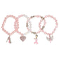 Light Pink Beaded 4 pcs Cancer Charm Bracelet Stack - Reed House of Jewels