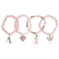 Light Pink Beaded 4 pcs Cancer Charm Bracelet Stack - Reed House of Jewels