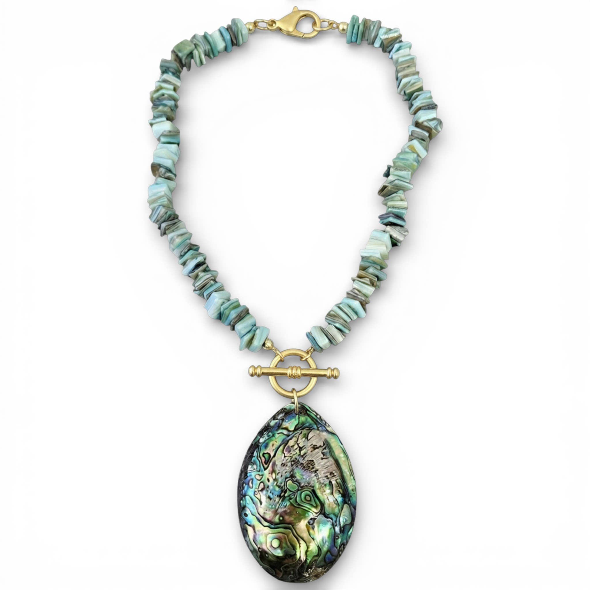Abalone Beaded Sea Shell Turquoise/Teal Necklace - Reed House of Jewels