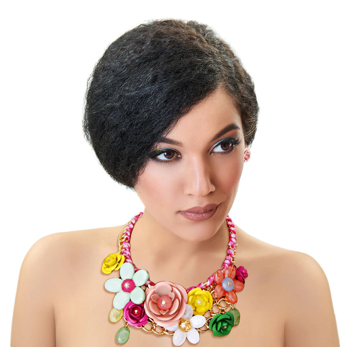 Bright Rose Chunky Floral Collar Necklace and Earring Set - Reed House of Jewels
