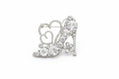 Glass Crystal High Heel and Heart Silver Brooch - Reed House of Jewels