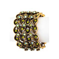 Gold/Green Crystal Cluster Stretch Vintage Inspired Bracelet - Reed House of Jewels