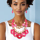 Fuchsia and Gold Tone DiscLayered Necklace - Reed House of Jewels