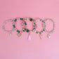 Pink and Green Glass Charm 7 pc Bracelet Stack - Reed House of Jewels