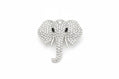 Silver Tone Elephant Head Rhinestone Brooch Pin - Reed House of Jewels