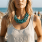 Chunky Turquoise/Teal Beaded Collar Necklace - Reed House of Jewels