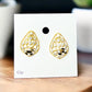 Gold Tone and Bezel Stone Teardrop Clip Earrings - Reed House of Jewels