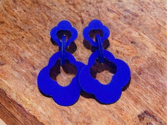 Clover Drop Earrings-Cobalt Blue