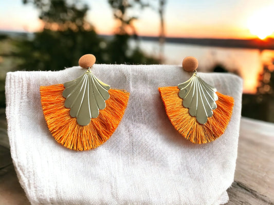 Orange Fan Earrings - Reed House of Jewels