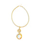 Gold Tone Wrapped Necklace with Gold and Faux Pearl Pendant - Reed House of Jewels