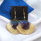 Peacock Feather Borealis Beaded Earrings - Gold - Reed House of Jewels