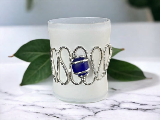 Cultured Sea Glass Cuff Bracelet - Cobalt Blue - Reed House of Jewels