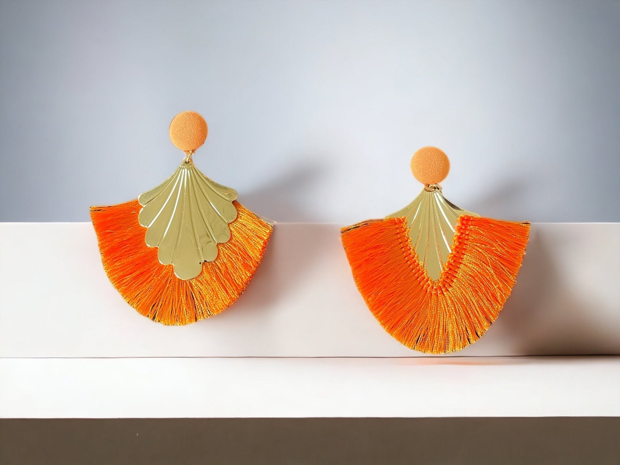 Orange Fan Earrings - Reed House of Jewels