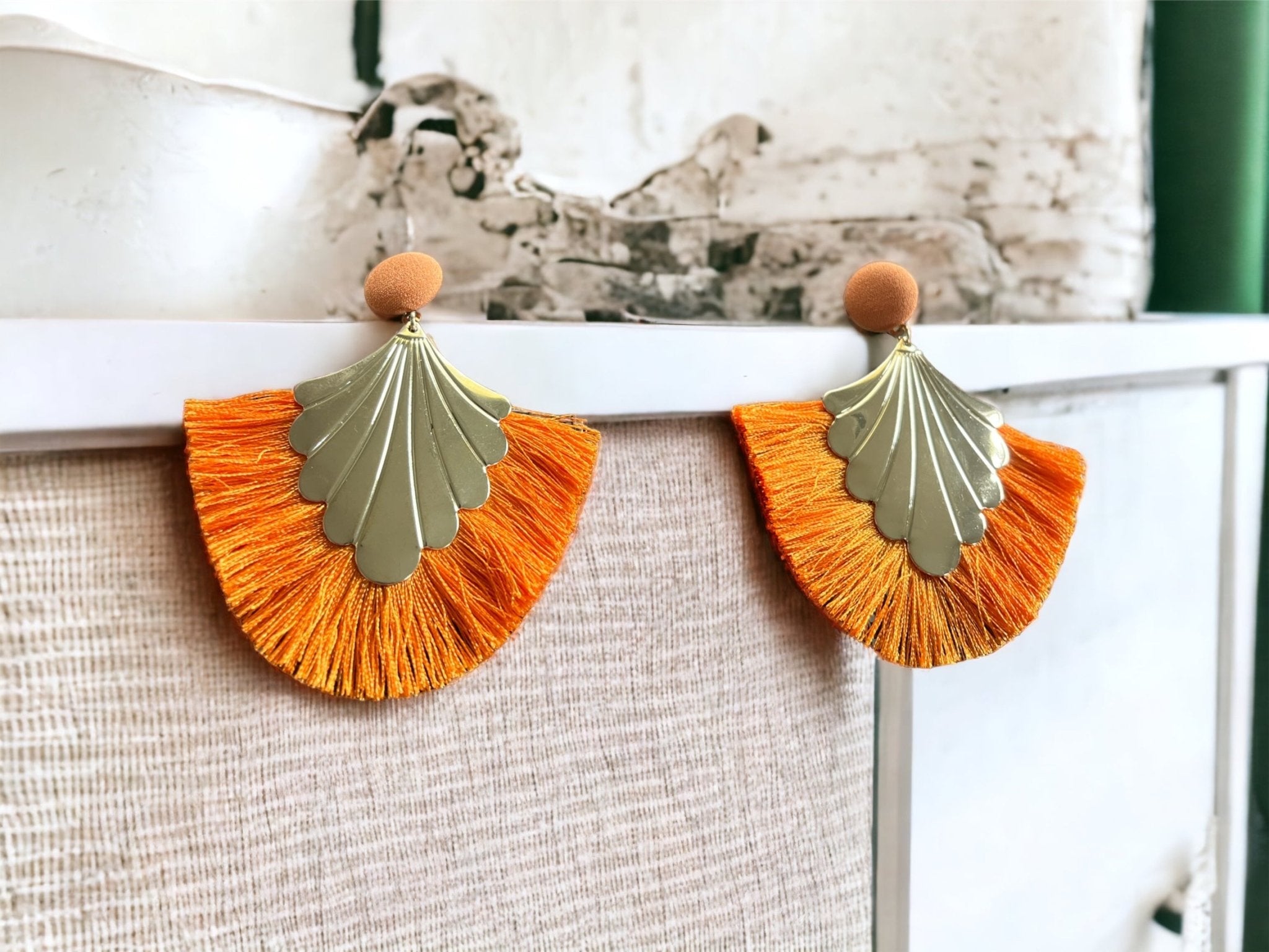 Orange Fan Earrings - Reed House of Jewels