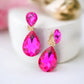 Fuchsia/Hot Pink Crystal Teardrop Earrings - Reed House of Jewels