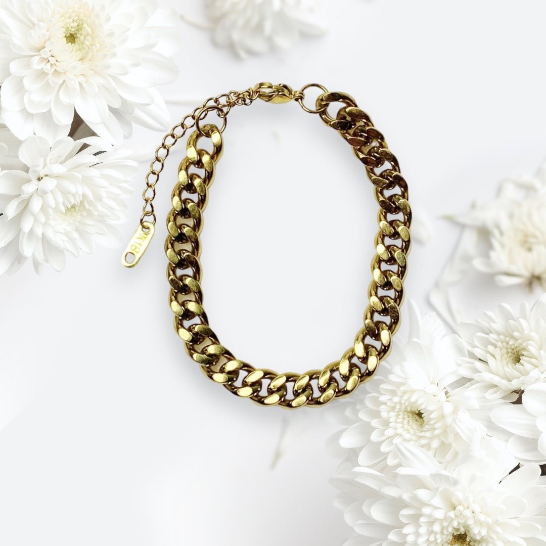Gold Tone Cuban Chain Bracelet - Reed House of Jewels