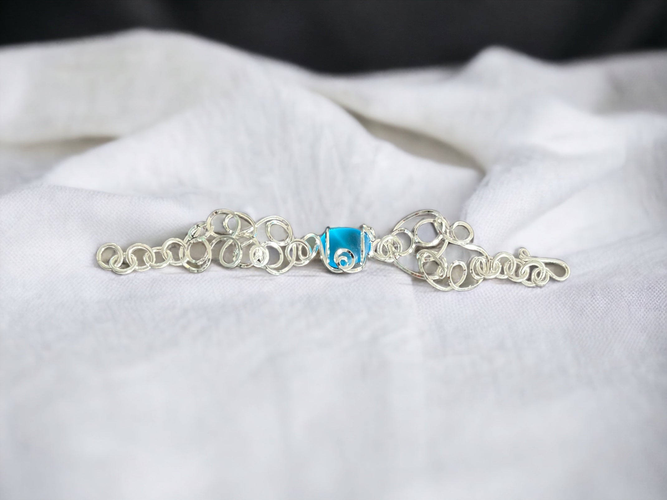 Cultured Sea Glass Linked Bracelet - Aqua - Reed House of Jewels