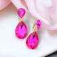 Fuchsia/Hot Pink Crystal Teardrop Earrings - Reed House of Jewels