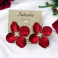 Red Crystal/Gold Tone Flower Blossom Earrings - Reed House of Jewels