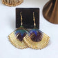 Peacock Feather Borealis Beaded Earrings - Gold - Reed House of Jewels