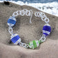 Cultured Sea Glass Linked Bracelet - Blue/Green Multi - Reed House of Jewels