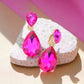 Fuchsia/Hot Pink Crystal Teardrop Earrings - Reed House of Jewels