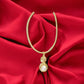 Gold Tone Wrapped Necklace with Gold and Faux Pearl Pendant - Reed House of Jewels