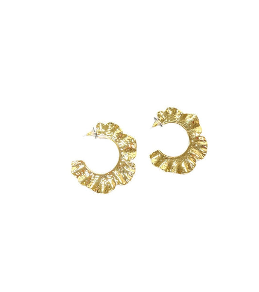 Gold Wave Scalloped Hoop Earrings - Reed House of Jewels