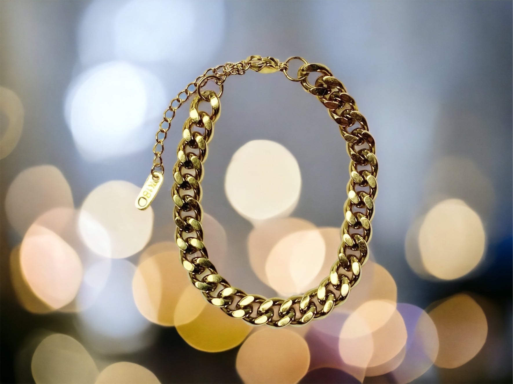 Gold Tone Cuban Chain Bracelet - Reed House of Jewels