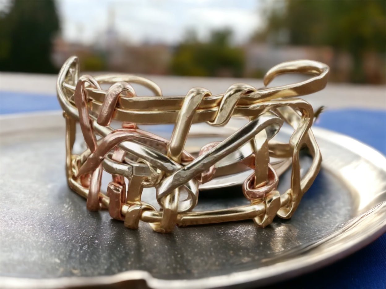 Mixed Metal Scribble Cuff Bracelet - Reed House of Jewels