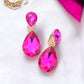 Fuchsia/Hot Pink Crystal Teardrop Earrings - Reed House of Jewels