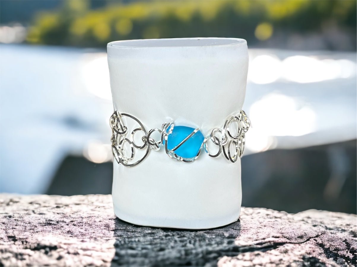 Cultured Sea Glass Linked Bracelet - Aqua - Reed House of Jewels